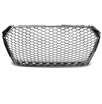 Parrilla Deportiva Audi A4 B9 15- Mate Gray Plata Rs-Style