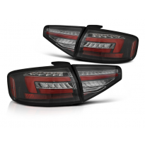 Pilotos Traseros Led Bar Negro Intermitente Dinamico Para Audi A4 B8 12-15 Sedan Con Halogena Serie