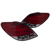 PILOTOS TRASEROS PEUGEOT 207 3D/5D 05.06-06.09 BARRA LED ROJA AHUMADOS