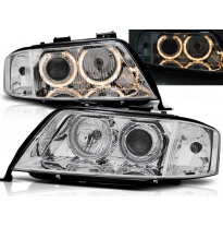 Faros Delanteros Angel Eyes Audi A6 05.97-09.99 Cromados