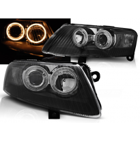 Faros Delanteros Angel Eyes Audi A6 C6 04.04-08 Fondo Negro