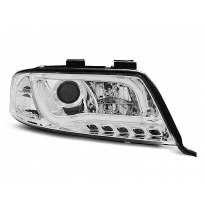 Audi A6 05.97-05.01 Faros Delanteros Luz Diurna Tube Lights Faros Delanteros Luz Diurna Tru Drl Ece-R87 Cromado