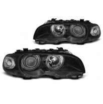 Faros Delanteros Angel Eyes Bmw E46 04.99-08.01 Coupe Cabrio Fondo Negro