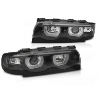 Faros Delanteros Bmw E38 94-01 3d Angel Eyes E Led Black