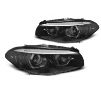 Faros Delanteros Xenon Angel Eyes Led Drl Negro Intermitente Dinamico Para Bmw F10/F11 10-13