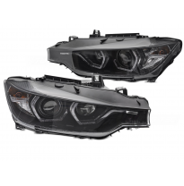 FAROS DELANTEROS ANGEL EYES LED AMARILLO LUZ DIURNA NEGRO aptos para BMW F30/F31 11-15
