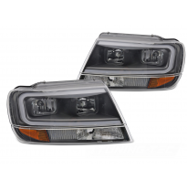 FAROS DELANTEROS CHRYSLER JEEP GRAND CHEROKEE 99-05.05 LUZ TUBO NEGRA
