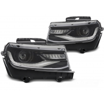 FAROS DELANTEROS CHEVROLET CAMARO 13-15 TUBO LED NEGRO