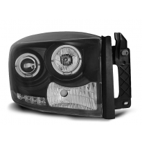 Faros Delanteros Angel Eyes Dodge Ram 06-08 Fondo Negro