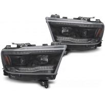 FAROS DELANTEROS DODGE RAM 19-22 TUBO NEGRO SECUENCIA
