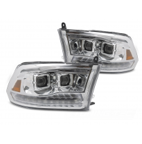 FAROS DELANTEROS DODGE RAM 09-18 DOBLE CROMO