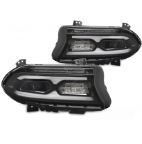 FAROS DELANTEROS LED COMPLETOS NEGROS para DODGE CHARGER 14-23
