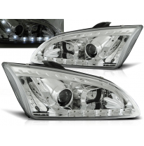 Faros Delanteros Luz Diurna Ford Focus Ii 09.04-01.08 Cromados