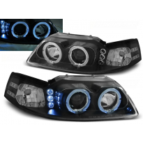 Faros Delanteros Angel Eyes Ford Mustang 98-04 Fondo Negro