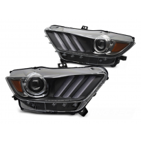 FAROS DELANTEROS LUZ DIURNA XENÓN LED NEGROS para FORD MUSTANG 14-17