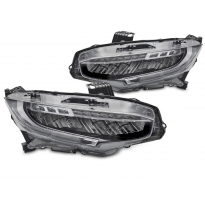 FAROS DELANTEROS LED COMPLETOS NEGROS para HONDA CIVIC X 16-21