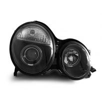 Faros Delanteros Angel Eyes Mercedes W210 E-Klasa 06.99-02 Fondo Negro