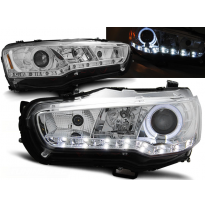 Faros Delanteros Luz Diurna Mitsubishi Lancer 8 08- Cromados
