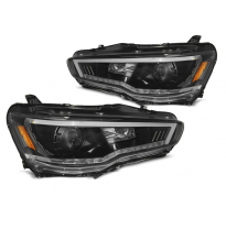 FAROS DELANTEROS MITSUBISHI LANCER 8 08-16 TUBO LUZ NEGRO con intermitente dinamico