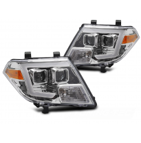 FAROS DELANTEROS NISSAN FRONTIER 10-14 LUCES TUBULARES CROMADAS