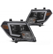 FAROS DELANTEROS NISSAN FRONTIER 10-14 LUCES DE TUBO NEGRAS