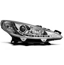 Faros Delanteros Luz Diurna Peugeot 207 05.06-06.12 Daylight Cromado Con Motor