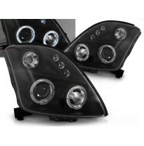 Faros Delanteros Angel Eyes Suzuki Swift 05.05-10 Fondo Negro