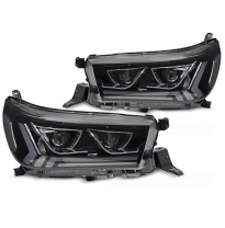 FAROS DELANTEROS LUZ DIURNA PARA TOYOTA HILUX 16-20 TUBO LED NEGRO