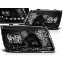 Faros Delanteros Luz Diurna Vw Bora 09.98-05.05 Fondo Negro