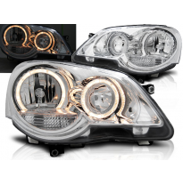 Faros Delanteros Angel Eyes Vw Polo 9n3 04.05-09 Cromados