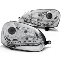 Vw Golf 5 Faros Delanteros Luz Diurna Cromados Xenon