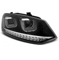 Faros Delanteros Luz Diurna Vw Polo 6r 09-03.14 U-Type Led Intermitentes Dinamicos Black