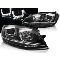 Faros Delanteros Vw Golf 7 11.12-17  U-Type Negro Drl Intermitentes Dinamicos