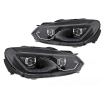 FAROS DELANTEROS LED COMPLETOS NEGROS para VW GOLF 6 08-13