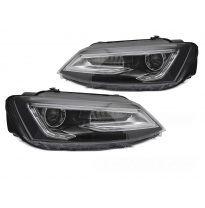 FAROS DELANTEROS TUBO LUZ NEGRO aptos para VW JETTA VI 11-18