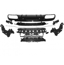 Difusor Negro Brillo Sport Para Mercedes W205 18- Moldura Plateada