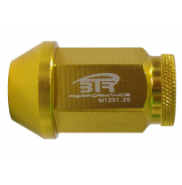 20 Tuercas Cónicas Abiertas M12x1,25 L40, Color Dorado