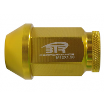 20 Tuercas Cónicas Abiertas M12x1,50 L40, Color Dorado