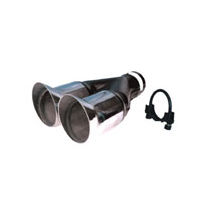 Colas De Escape Redondas Cromadas -Entrada 55mm, Salida 70x2mm, Longitud 260mm