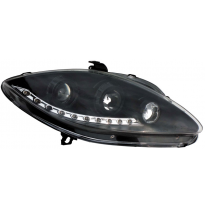 Faros Tipo Audi Set Seat Leon/Altea/Toledo 05- Negro + Luz Diurna