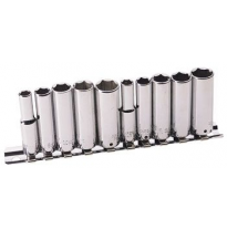 Juego De Llaves De Vaso 1/4&quot; 6pt Largas 10pzs Met/Pul