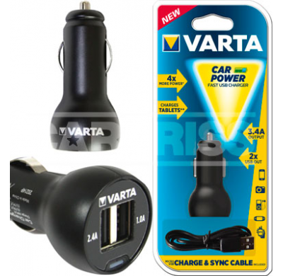 Varta Cargador 2xusb (2.4a&1a) Dc 12v Cable Usb Incluido