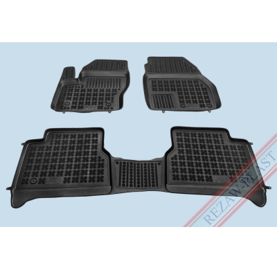 Alfombrillas Goma Negra Ford Transit Connect Ii Desde  2013 -Delante,Con Refuerzo En Lado Conductor 3-Piezas