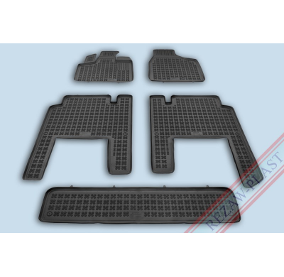 Alfombrillas Caucho Color Negro Con Clips Lancia-Chrysler Voyager V Desde 2006, 7 Asientos 5 Piezas