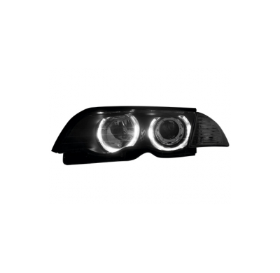 Faros Angel Eyes Bmw E46 4p 98-01 _ 2 Angel Eyes De Luz De Posición _Para Xenon Original_Negro