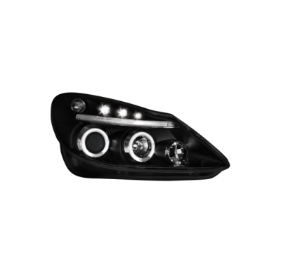 Faros Opel Corsa D 06+  2 Angel Eyes Negro