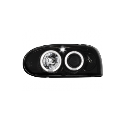 Faros Vw Golf Iii _ 2 Angel Eyes (Ojos De Ángel) _ Negro-Cromado
