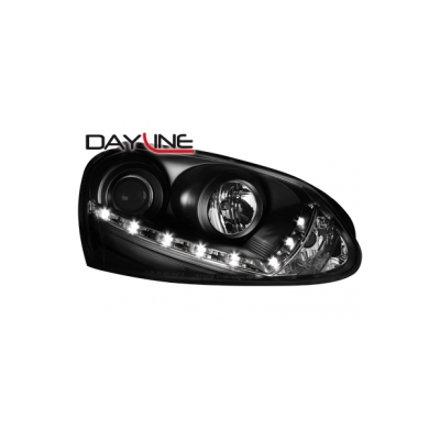 Faros Luz Diurna Vw Golf V 03-09 _ Negro _ Para Xenon De Serie