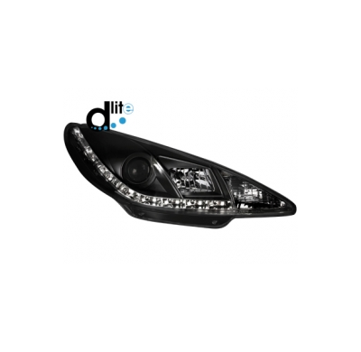 Faros Luz Diurna Peugeot 206 98-07 _Homologacion R87 _ Black