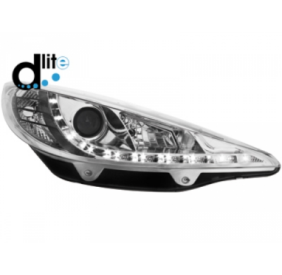 Faros Luz Diurna Homologacion R87 Peugeot 207 06-10_ Luz Diurna _ Cromado